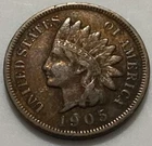 1905 - Indian Head Cent - Nice Detail -Liberty- Exact Coin Imaged #IND54