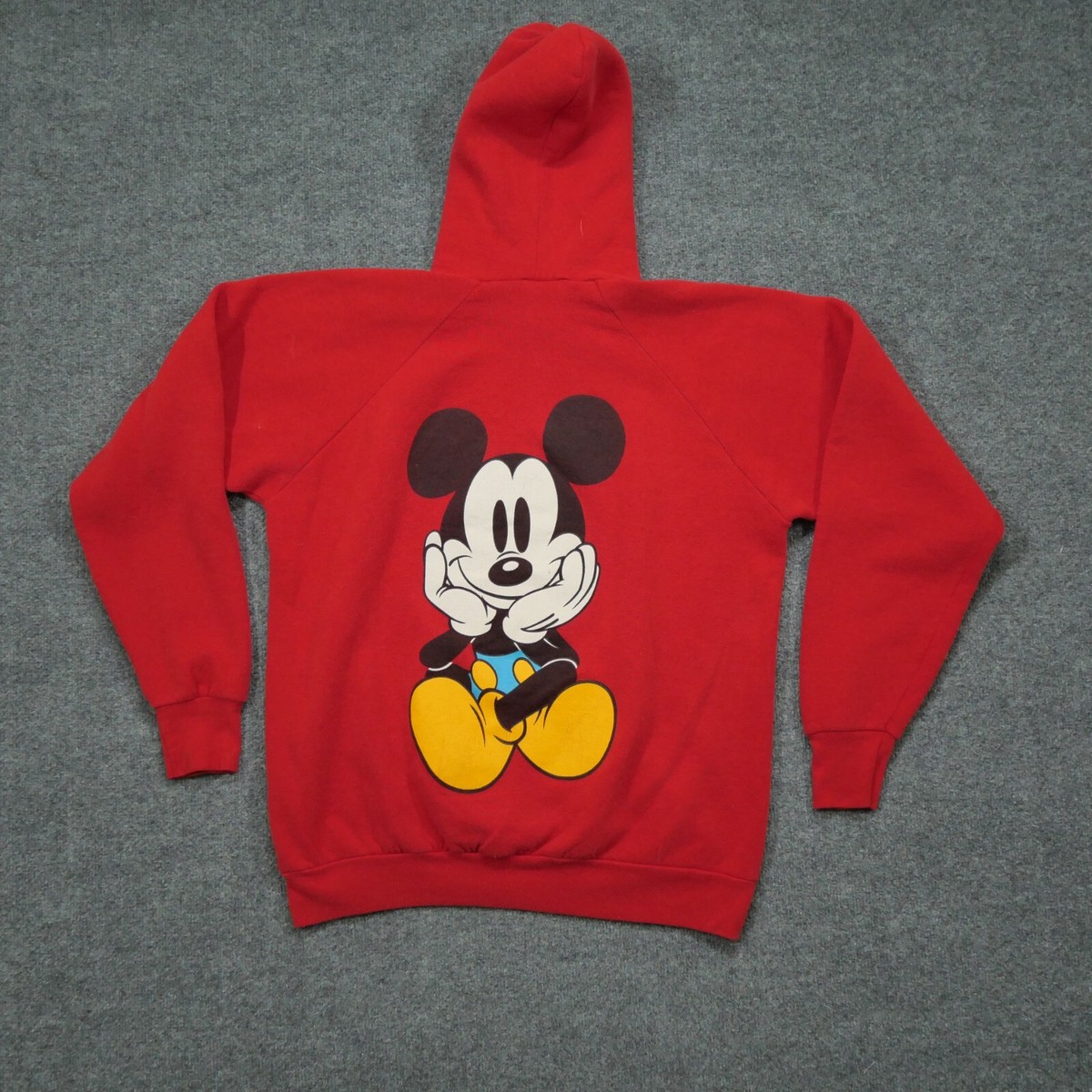 Vintage Mickey Mouse Hoodie Adult Large Red Pullover Disney Mens 90s