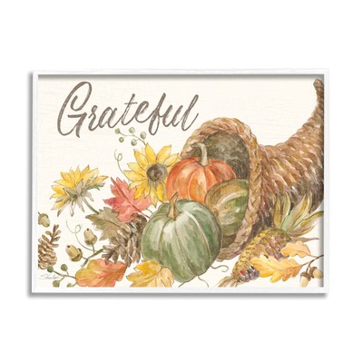 Grateful Sentiment Autumn Harvest Cornucopia Pumpkins, Designed by Silvia Vas...
