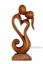 Wedding Anniversary Gift Wooden Hand Carved Abstract Love Heart Statue Sculpture