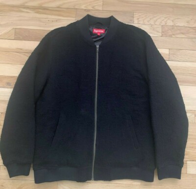 SUPREME Boucle Varsity Jacket XL Black 16SS | eBay