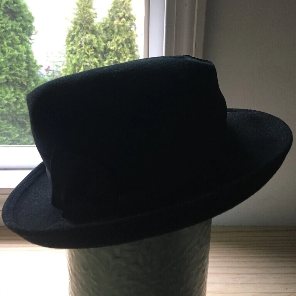 Vintage Women's Bollman Hat 100% Wool Felt Black w/ Bowknot Ribbon Made in USA - Image 3 of 4