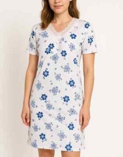 Nachthemd Sleepshirt Damen Bigshirt Kurzarm Pyjama Blumen 6559 Spitze M-3XL