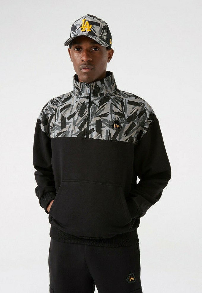 【New Era】 ★ CAMO COLLECTION SWEAT SHIRT ★ New Era Cap Mens Contemporary Black Mock Neck Quarter Zip