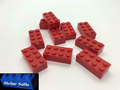 Lego (c) 10x 2x4 - Basic Stein - rot - Grundbausteine - #3001 - brick red