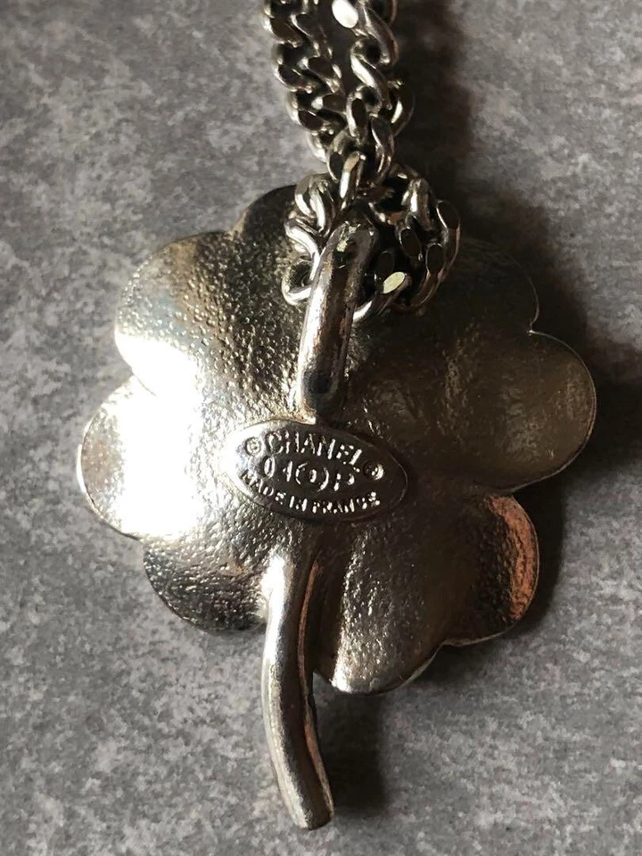 CHANEL Vintage Collar Colgante Top Trébol Marca Coco Mujer Auténtico Francia Foto 4 de 4