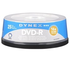 NEW Dynex DX-DVDMR25 25-Pack 16x DVD-R Disc Spindle Digital Media Storage Disk 9