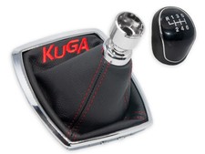 SCHALTKNAUF SCHALTMANSCHETTE FUR FORD KUGA SCHALTSACK STICKEREI ROT + RAHMEN