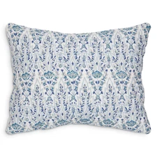 JOHN ROBSHAW LINA FLOWER QUILTED COTTON KING SHAMS TURQUOISE ANTIQUE BLUE STRIPE