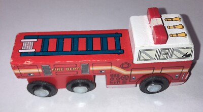 Fire Dept Red Truck Toy Maison Joseph Battat 2020 Wood & Wheels Wooden Vehicle