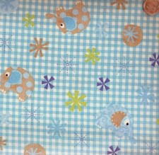 Elephant Parade blue check animalscute childrens Studio E fabric