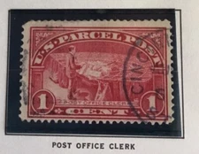 U.S. Parcel Post Post Office Clerk 1 Cent Stamp