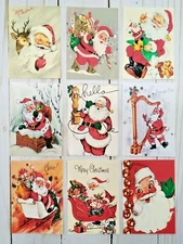 9 Retro Style Santa~Handmade~Pocket Letter Cards~Scrapbooks~Journals~Crafts