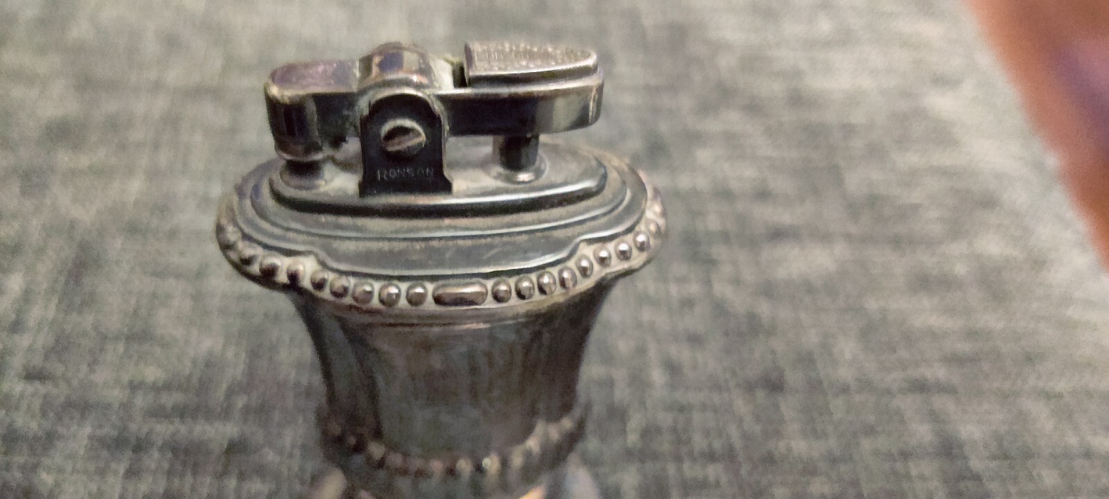 Vintage 1936 Ronson Mayfair Silver Plated Table Lighter Art Deco