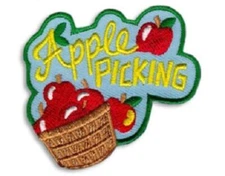 Boy Girl Cub APPLE PICKING Fun Patches Badges SCOUTS GUIDES Iron On farm Orchard