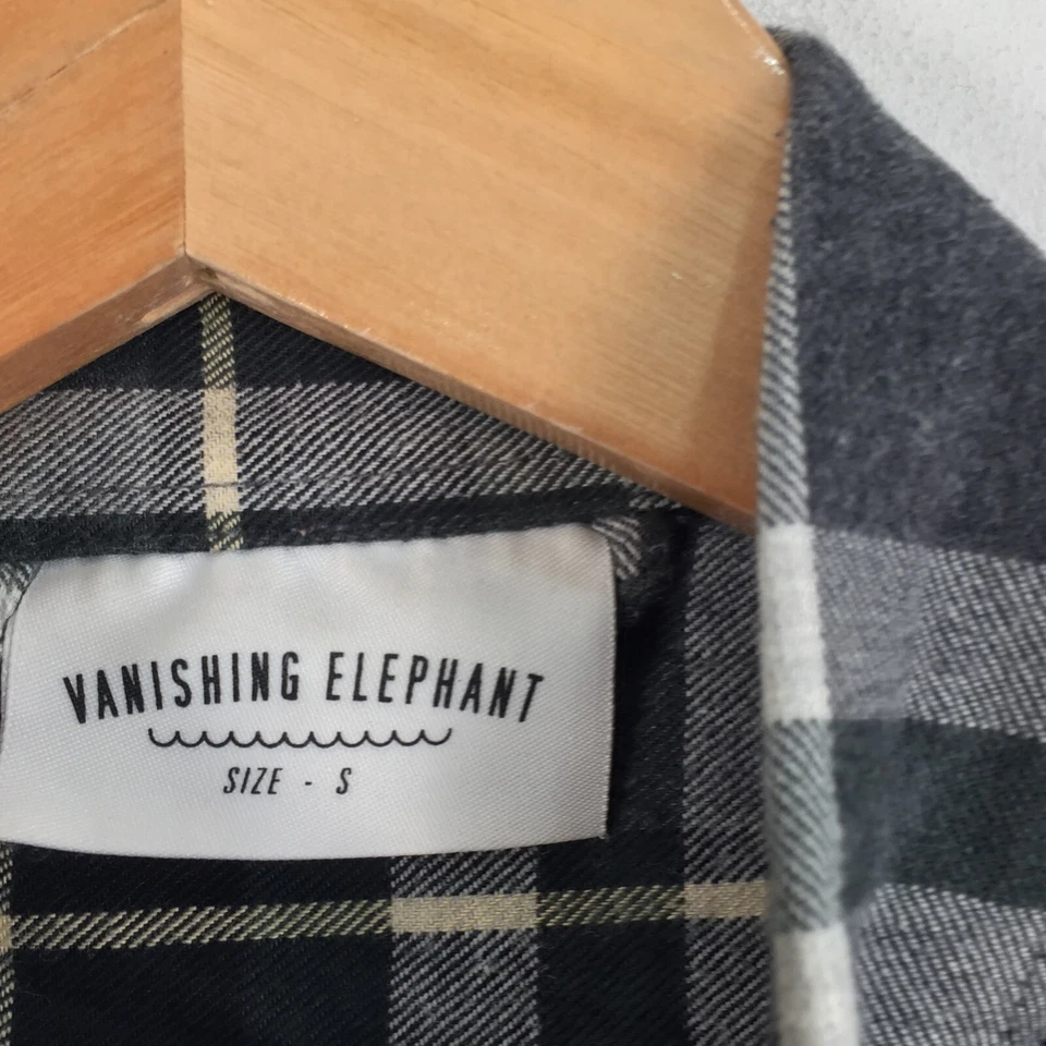 Vanishing Elephant mens button up shirt size S multicolour check long slv 036244 - Image 3 of 4