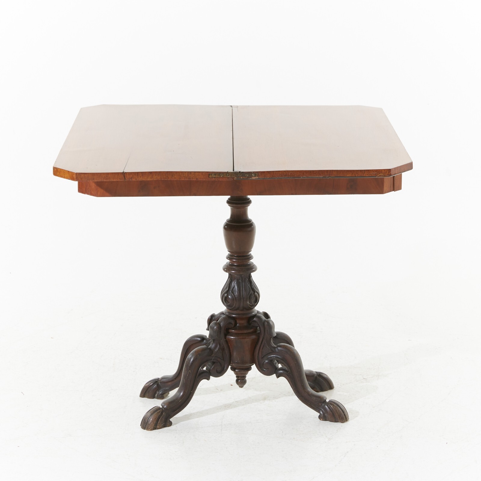 Antique Game table Mahogany wood inlay Victorian Card table Flip