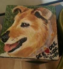 Custom Pet urn for ashes Cat Dogs cremation small memorial 4 sided ceramic DOG