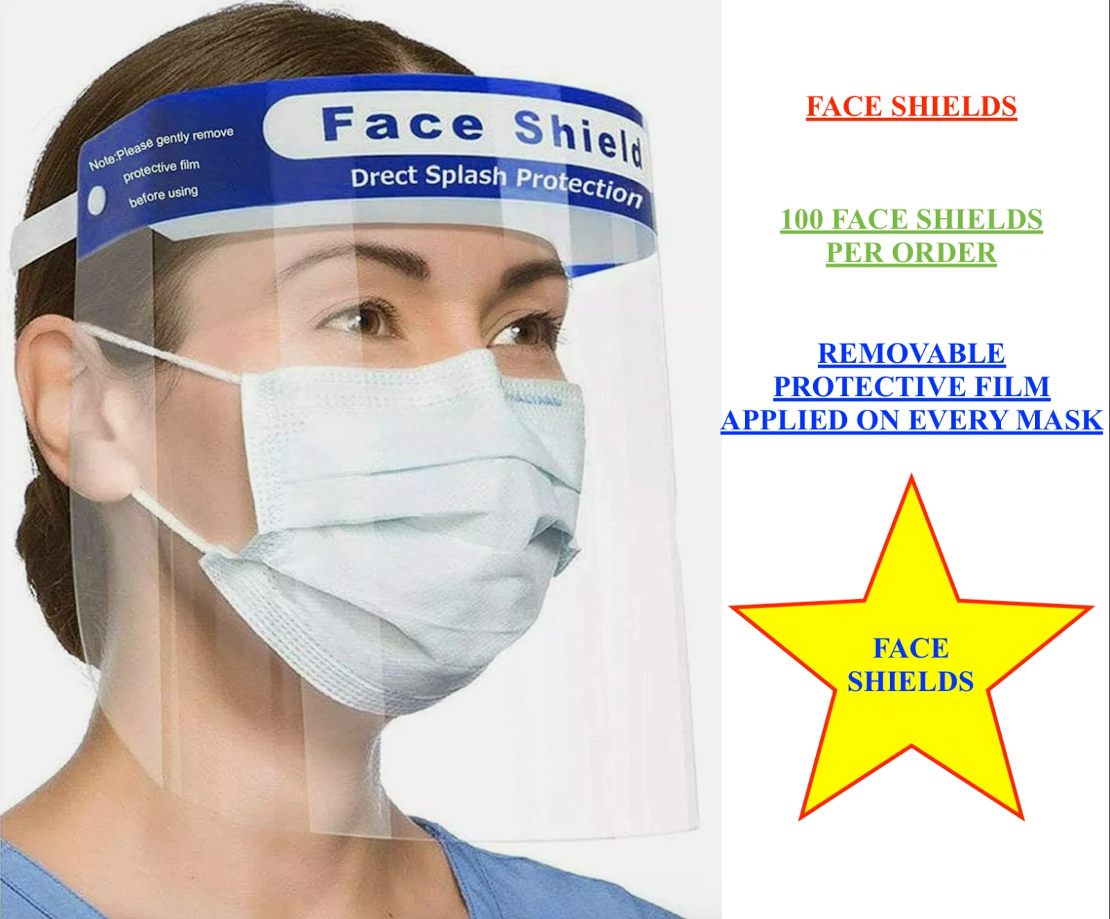 Full Face Shield Safety Mask; 100 Masks; Reusable & Anti Splash
Opens in a new window or tab