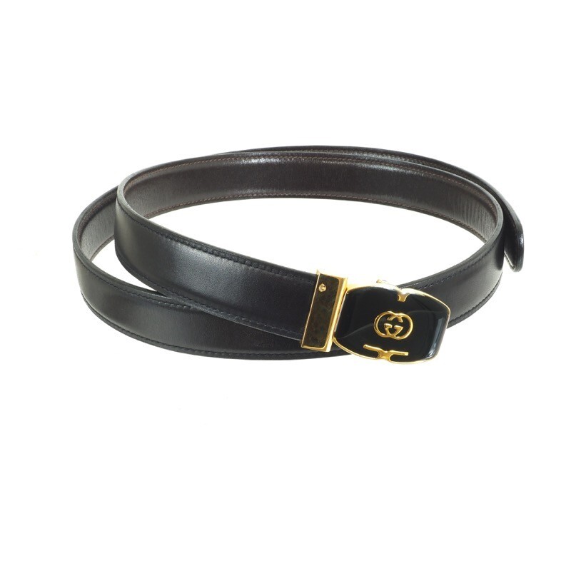 Vintage Gucci Leather Gold GG Buckle Never Used Rare L  display picture 2