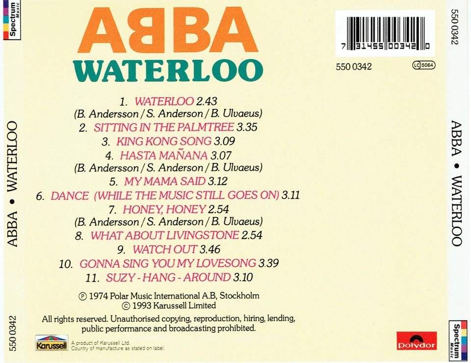 (CD) ABBA - Waterloo - Honey, Honey, Hasta Manana, King Kong Song, Watch Out - Bild 2 von 2