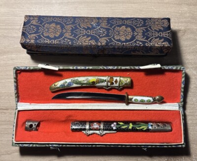 Vintage chinesischer Brieföffner Cloisonné + Münzöffner 