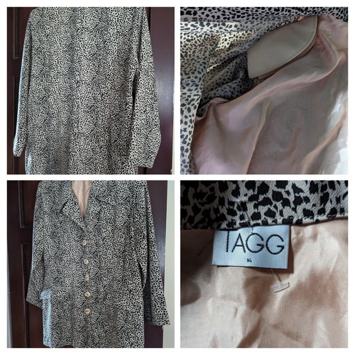 Women's Jacket TAGG Size 14 Brown Black Animal Print Party Wear Polyester