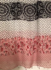 NWT Cejon Black Coral White Stripe Floral Paisley Tassels Oversized Wrap Scarf