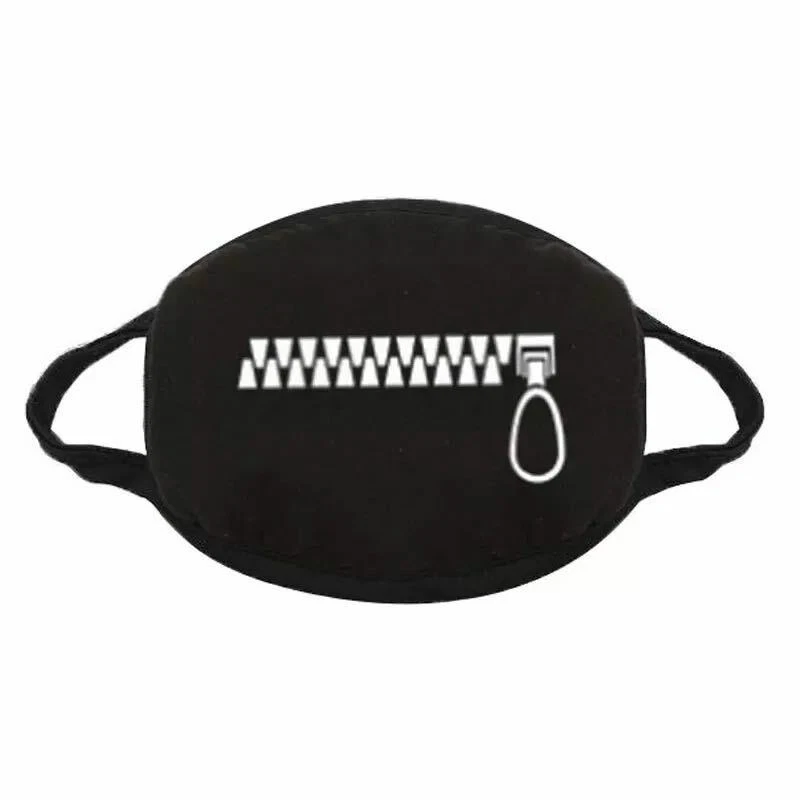 Mascarillas de algodón divertidas de dibujos animados para mantener caliente máscara bucal respirador negro 3 piezas Foto 3 de 4