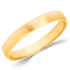 Solid 14K Yellow Gold 3mm Brush Finish Men's and Women's Wedding Band Ring