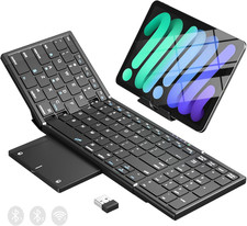 Foldable Bluetooth Keyboard with Touchpad Number Pad, 3 Devices 2.4G Btx2 Fo