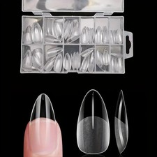 120PCs Soft Gel Nail Tips Full Cover Press On Coffin Almond Stiletto False Nails