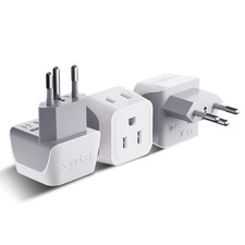 Ceptics Switzerland Travel Adapter Plug with Dual USA 3 Pack, White Gray