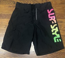 Surf Style Men s Medium Black Swim Trunks Shorts Mesh Lining