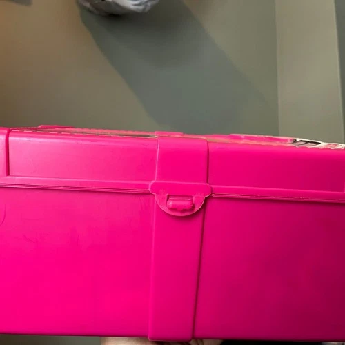 Vintage 1999 Mattel Barbie Pink Hard Shell Doll Carrying Case Trunk FULL