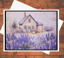 6 Vintage Country House Lavender Meadow Handmade Embossed Card Kit, w/Envelopes