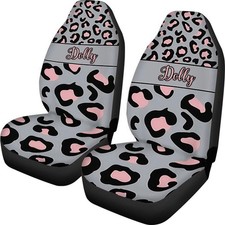 Custom Pink Leopard Print Car Seat Covers Personalized Animal Print Front Seat Custom Pink Leopard Print Car Seat Covers Personalized Animal Print Front Seat
