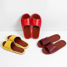 Top Grain Leather Slippers, Flat House Slides for Women