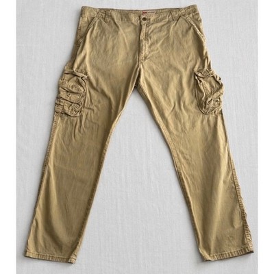Wrangler Mens Regular Taper Cargo Pants Tan Khaki Multi Pocket 40x30