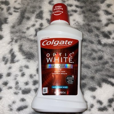 Colgate Optic White Mouthwash Effective Peroxide Formula Icy Fresh Mint 16 OZ