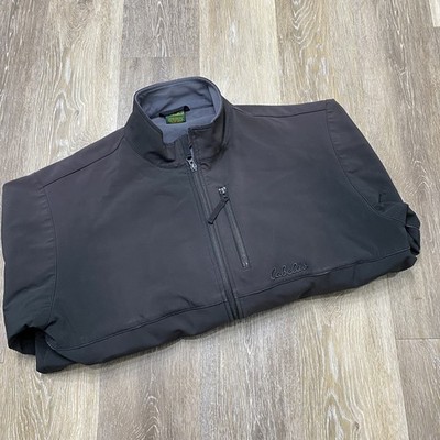CABELA'S Full Zip Up Mock Neck Long Sleeve Black Softshell Jacket Men's Size L