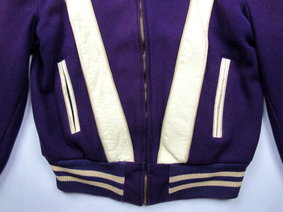 Jaqueta vintage 1950s Crazy Leather & Wool Varsity Ricky Cortland por Hatchers anos 50 - Imagem 3 de 4