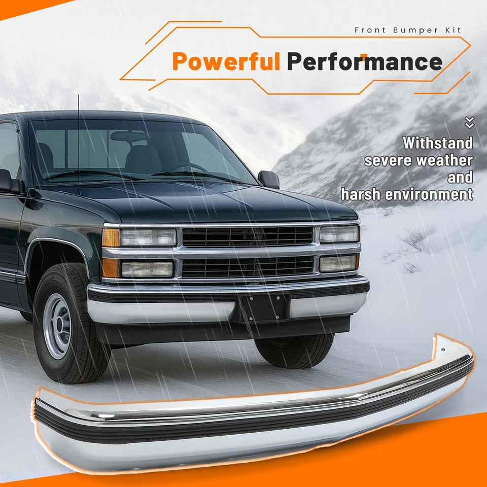 Front Bumper Kit Chrome For Chevrolet GMC C/K 1500 2500 3500 Yukon 1988-2000 - Image 4 of 4