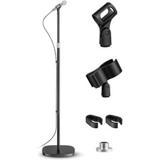 Microphone Stand, Detachable Mic Stand Floor with Weighted Base