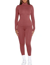 Women's Thermal Underwear Turtleneck Long Johns Base Layer Cold Weather Sets,...