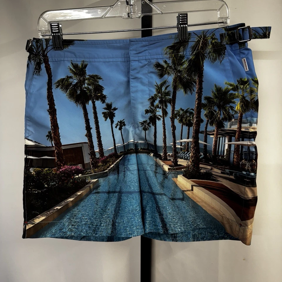 "Bañador corto Orlebar marrón para hombre 32 entrepierna 6"" estampado villa mansión casa"