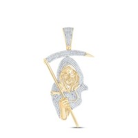 10K Gelbgold Original Diamant Herren Vereist AnhäNger Sensenmann Sense 2 Karat