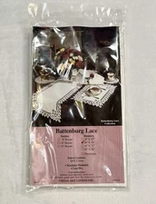 Vintage Battenburg Table Runner or Mantle Cover White Cotton 16” X 54” Sealed
