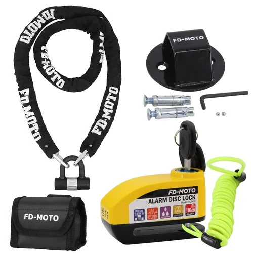 FD-MOTO CL729 2M*10mm Motorbike Chain Lock U-Lock Ground Anchor Alarm Disc Lock