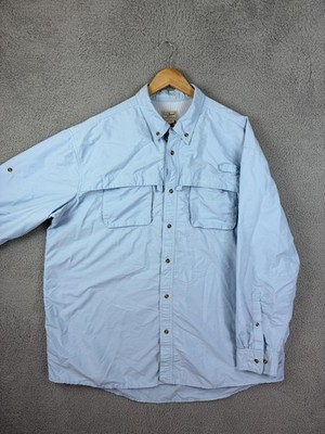 L.L. Bean Shirt Mens 2XLT Blue Long Sleeve Vented Fishing Quick Dry Mesh Mens